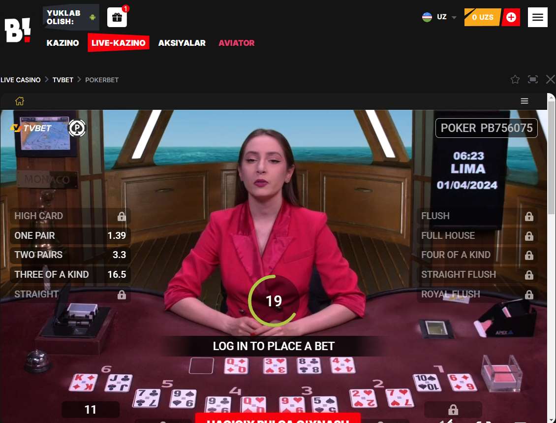 Casino veb-saytida poker o'ynash